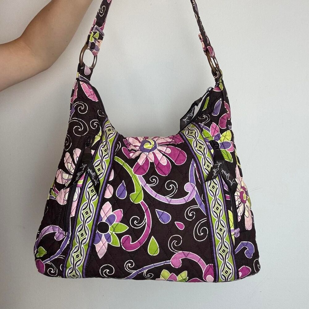 Vera Bradley retired hobo shoulder bag in the "Purple Punch" pattern